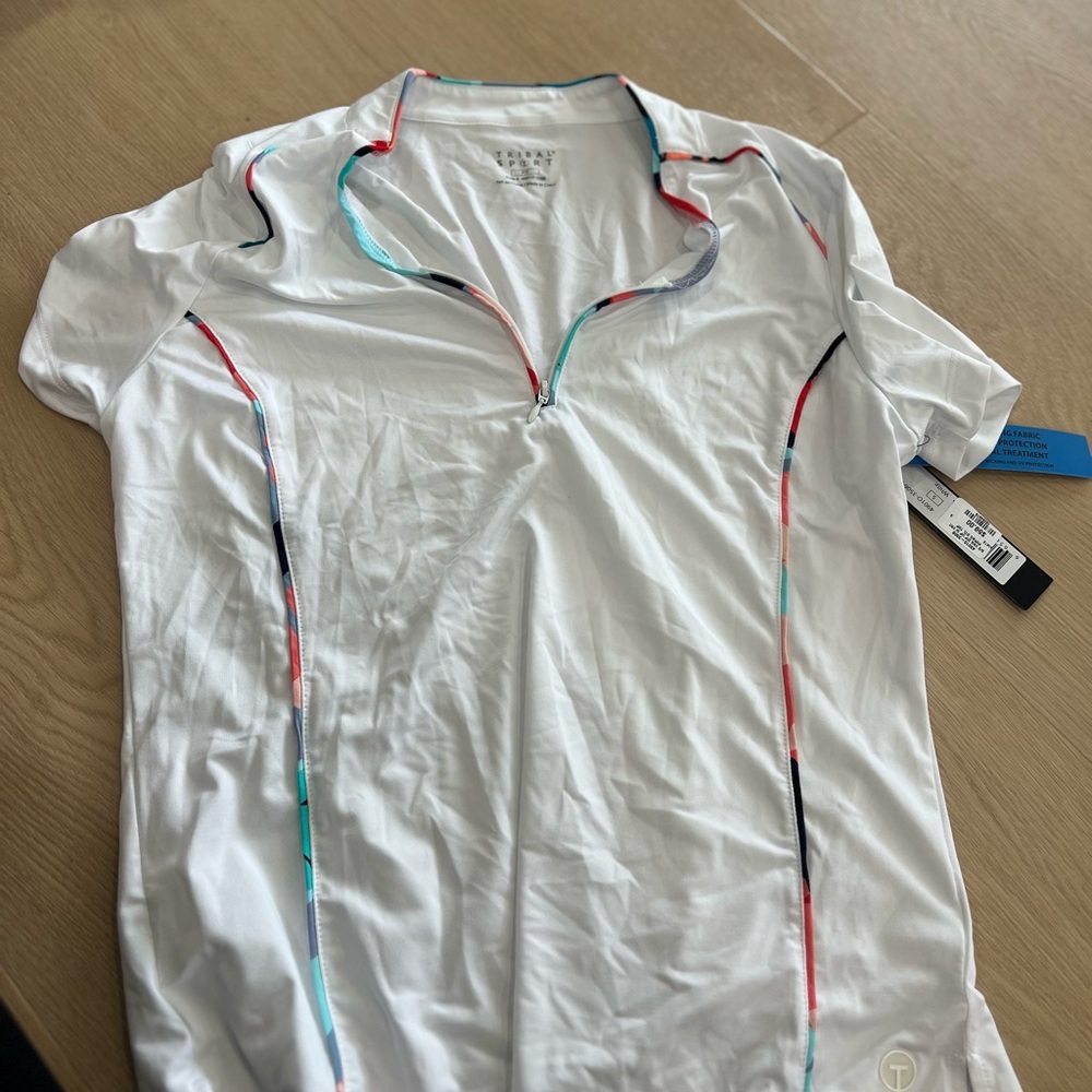 White Polo with Multicolor Accents